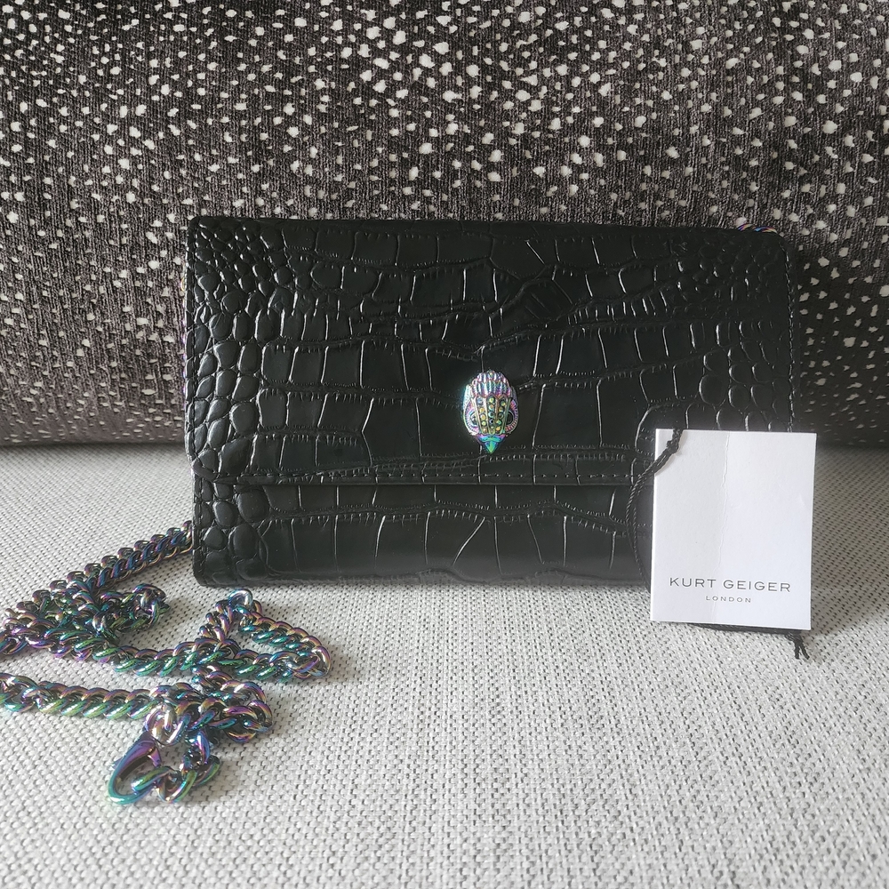 Kurt Geiger Black Croc-Embossed Women's Bag